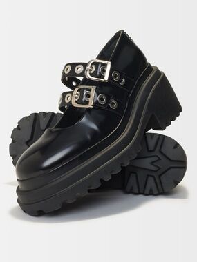 NWOB Maje Black Leather Platform Mary Jane “Babies” with Silver Eyelets